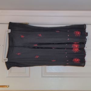 WHBM EUC beaded cluster skirt XL black red
